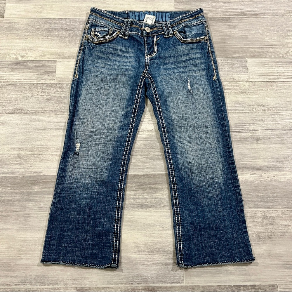 Hydraulic Capri Denim Jeans Women's Size‎ 5/6 Blue Low Rise Medium Wash CUT-OFF